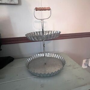 Two-Tier Galvanized Metal Serving Stand - Industrial Farmhouse